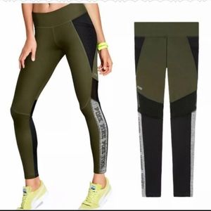 NWOT! Pink Olive green mesh leggings- side pocket